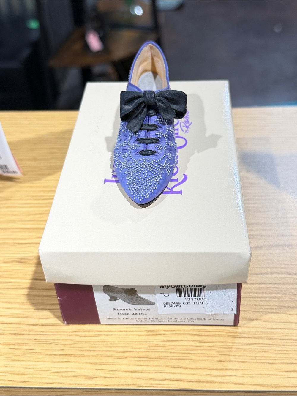 Embellished Purple Velvet Lace-Up Flat with Black Bow